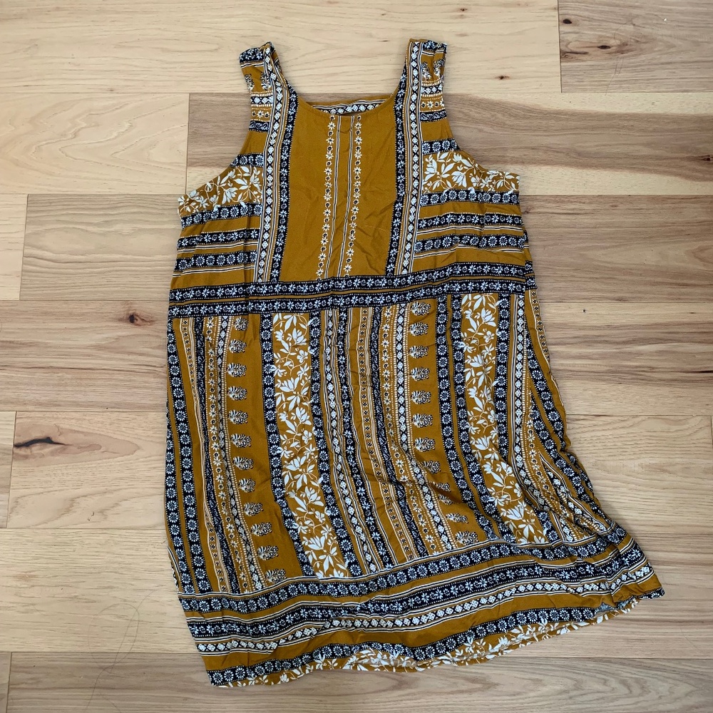 Maurices Boho Cottagecore Mustard Swing Dress